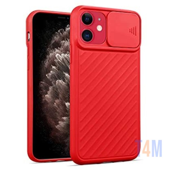 FUNDA DE SILICONA CON PROTECCIÓN PARA CÁMARA POR APPLE IPHONE 11 ROJA